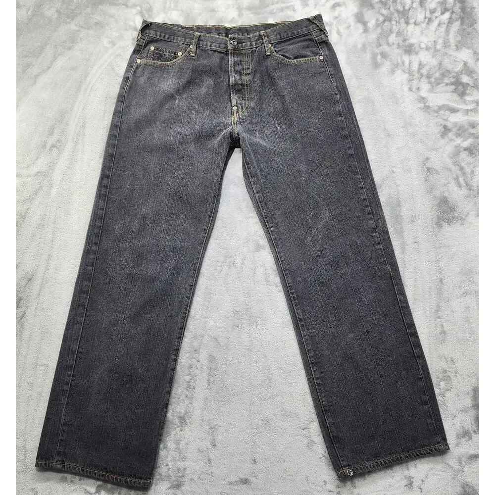 Vintage Y2K McGuire U:4 JNS Jeans Mens 38 Faded Black Gray Wide Leg Baggy Skater